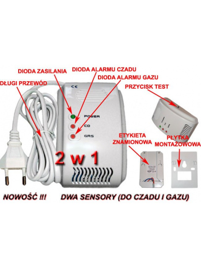 Czujnik czadu i gazów LT-RC-411-COM-1