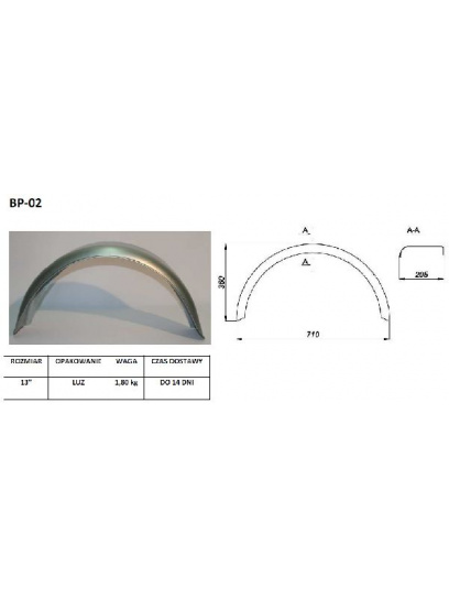 Błotnik pojedynczy okrągły 13" dł. 660 - Steelpress