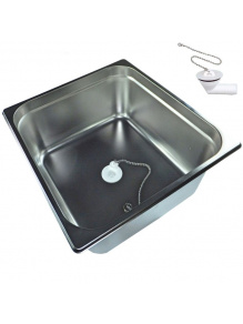 Zlewozmywak prostokątny, umywalka do kampera przyczepy 35 x 32,5 x 15 cm z odpływem, syfonem FAWO